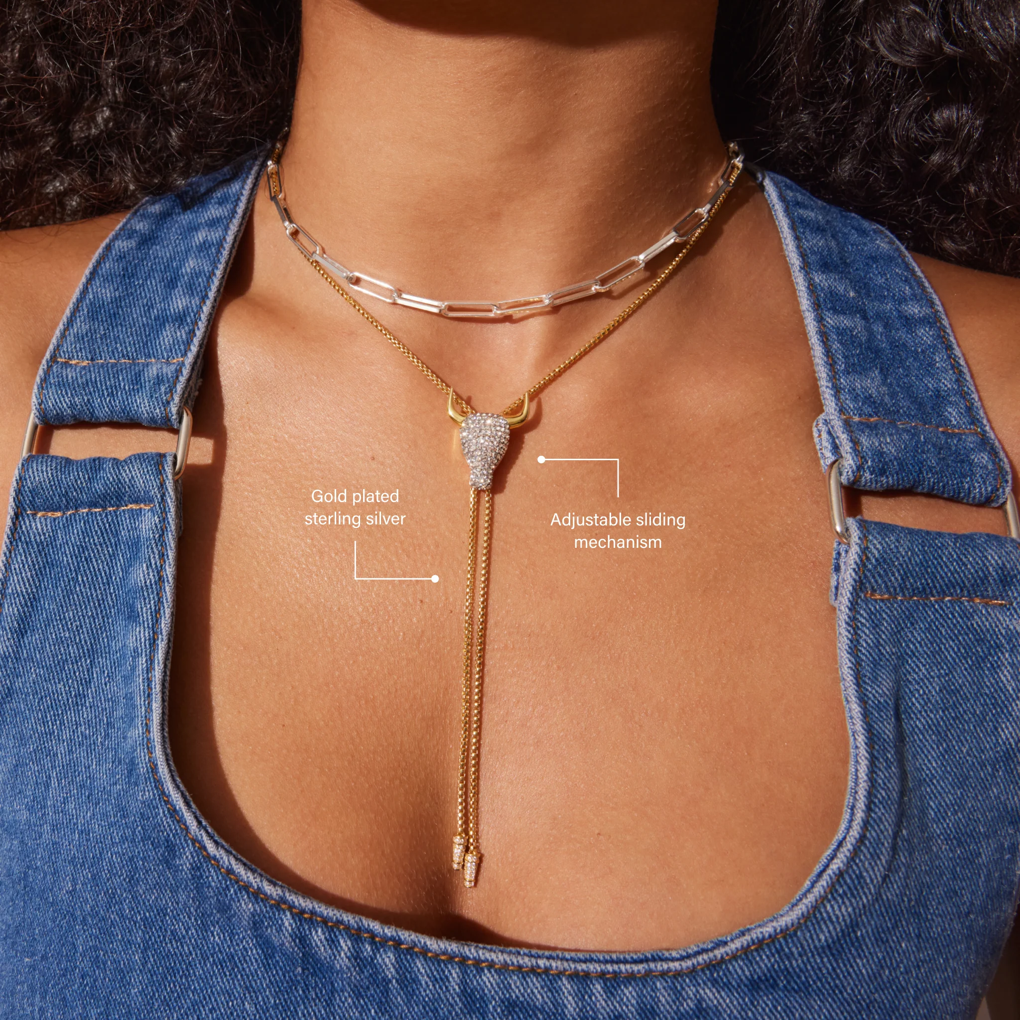 Longhorn Sparkle Bolo Tie Necklace - Image 3
