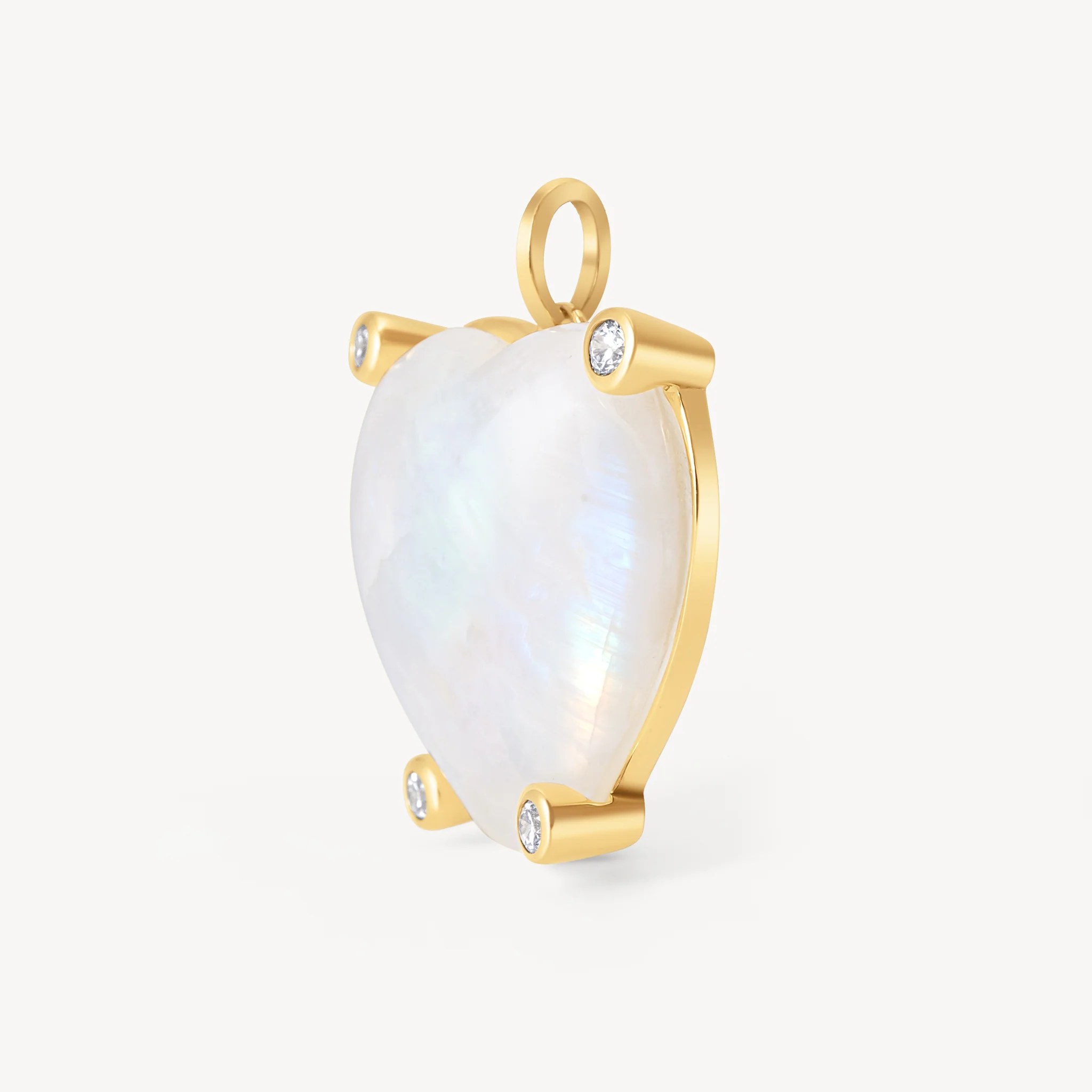 Statement Rainbow Moonstone Heart Charm - Image 4