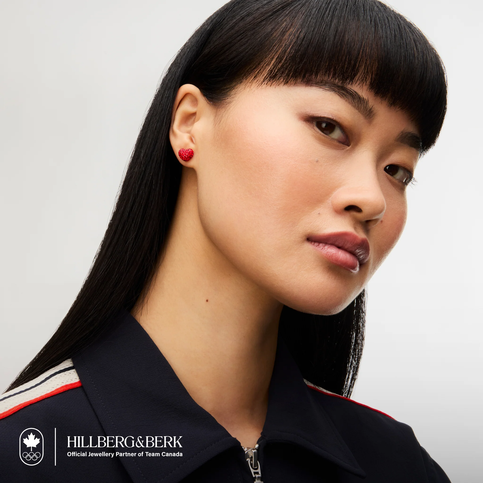 Team Canada Sparkle Heart Stud Earrings - Image 3