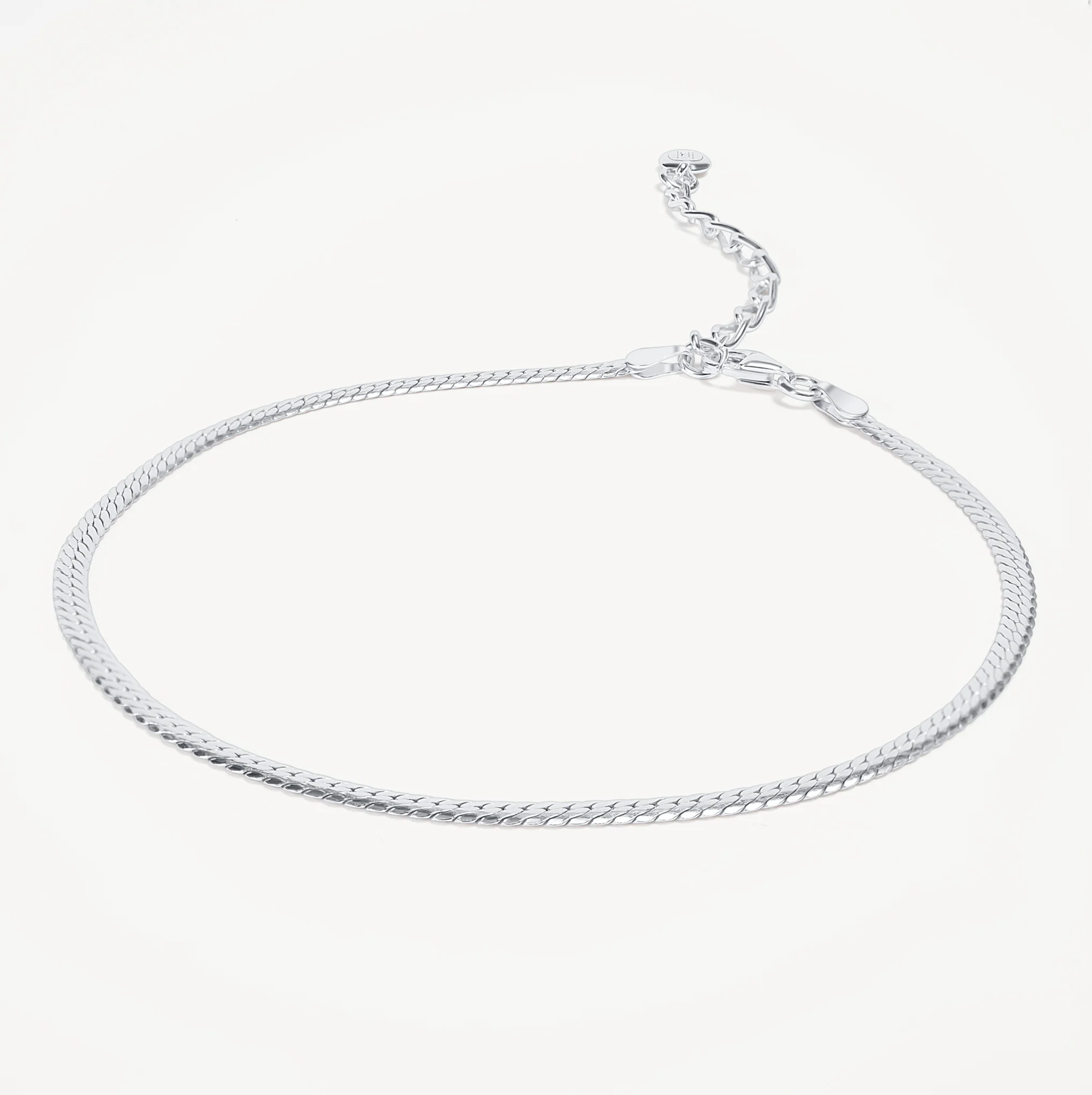 Thin Herringbone Chain Anklet - Image 4